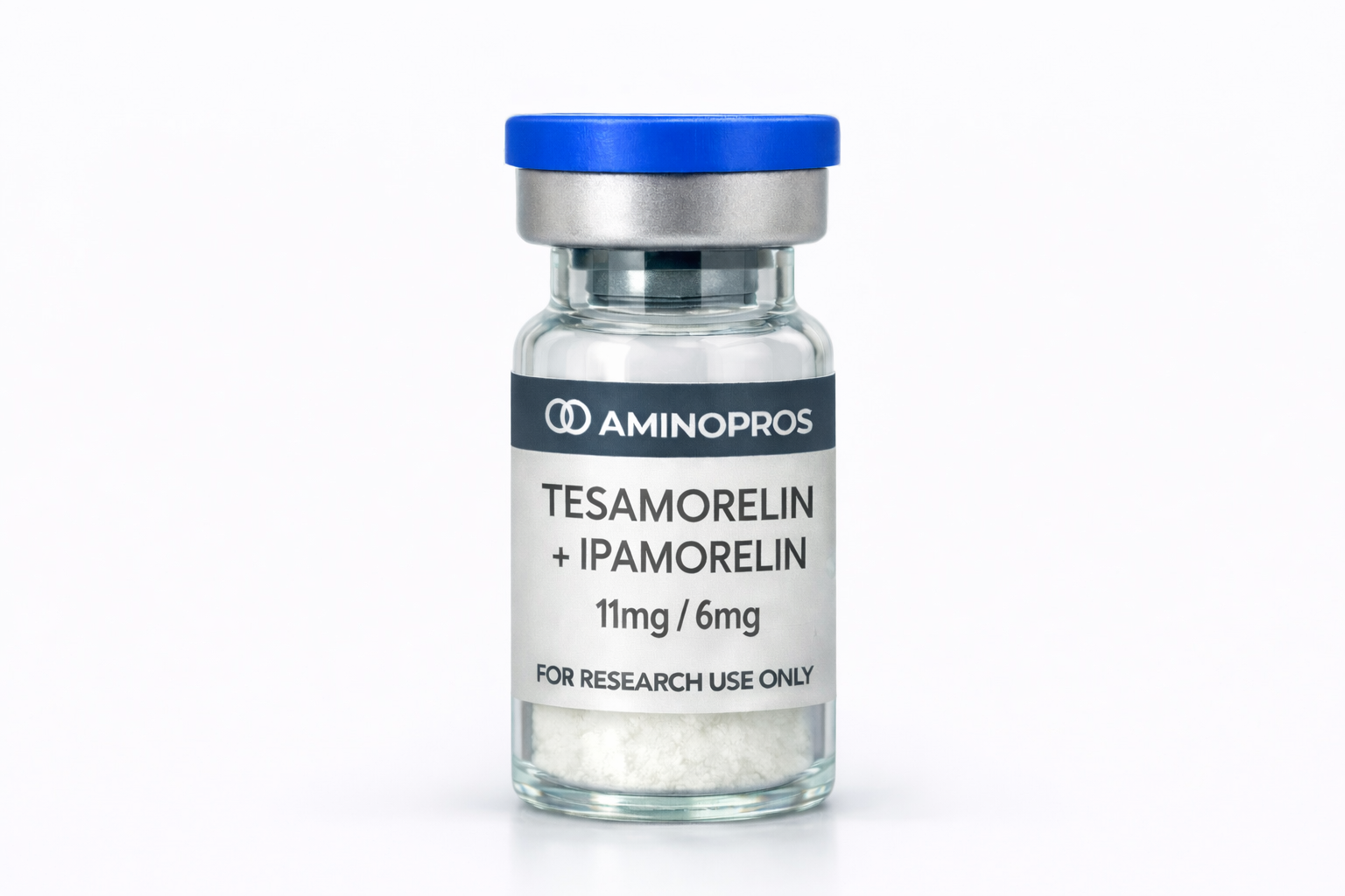 Tesamorelin Ipamorelin blend 11mg 6mg peptide for laboratory research. Dual peptide formulation designed for controlled studies and research applications.